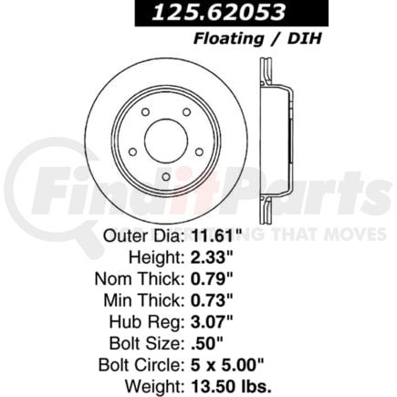 125.62053 by CENTRIC - Premium High-Carbon Rotor