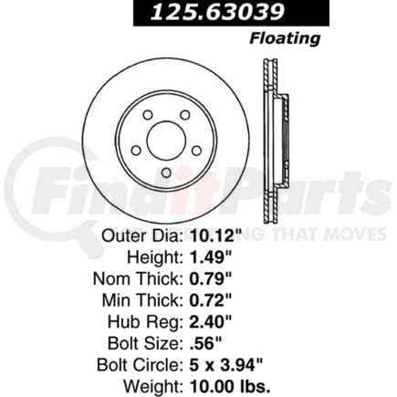 Centric 125.63039 Brake Hardware Tech Tray Premium High-Carbon Rotor