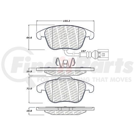 500.13750 by CENTRIC - PQ PRO Disc Brake Pads with Hardware