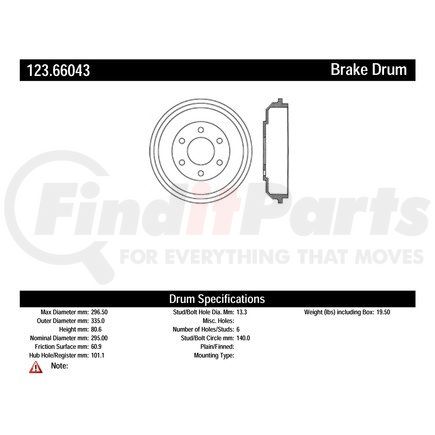 123.66040 by CENTRIC - C-Tek Standard Brake Drum
