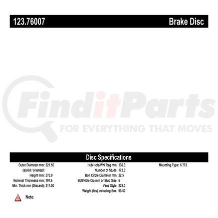 123.76007 by CENTRIC - Standard Brake Drum