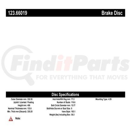 123.66019 by CENTRIC - C-Tek Standard Brake Drum