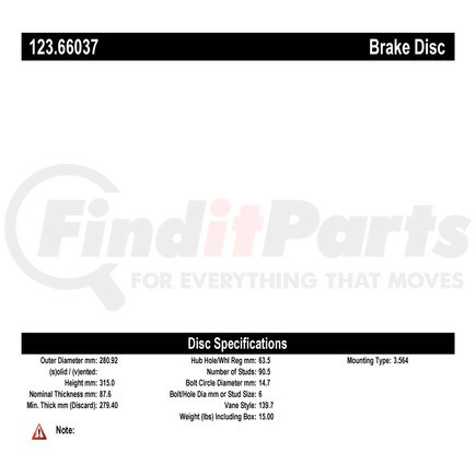 Centric 123.66037 Brake Drum Standard Brake Drum