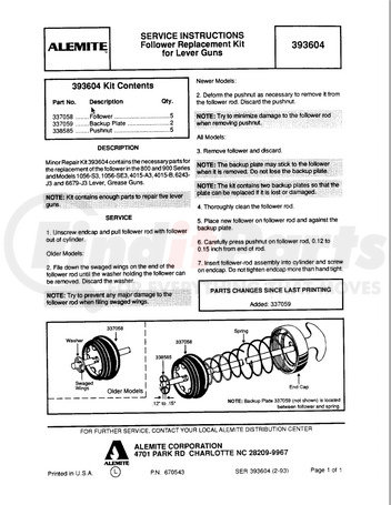 393604 by ALEMITE - Minor Repair Kit