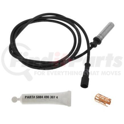 R955608 by MERITOR - ABS Wheel Speed Sensor - Straight Sensor, with 6.76 ft. Cable, Din 2 Pin Female Connector