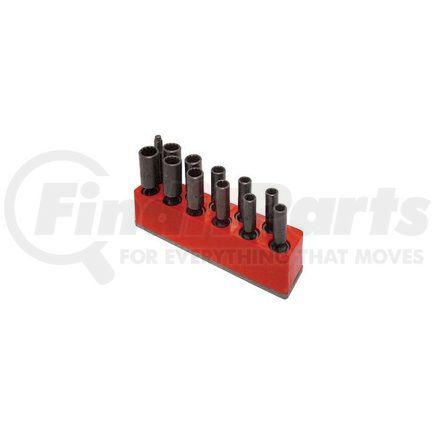 981 by MECHANIC'S TIME SAVERS - 3/8" Dr Swivel/Impact 11-Hole (Metric) Magnetic Socket Organizer, Std Red