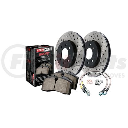 978.40013 by STOPTECH - Sport Axle Pack, Slotted and Drilled, 4 Wheel Brake Kit w/Brake lines