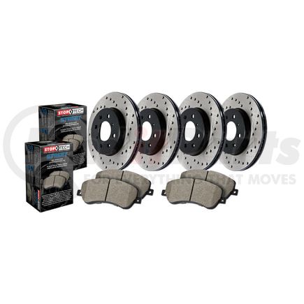 936.34048 by STOPTECH - Street Axle Pack Drilled Front & Rear Brake Kit