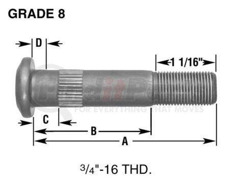 Leland W282 Brake Hardware Tech Tray HEADED STUD (SO)