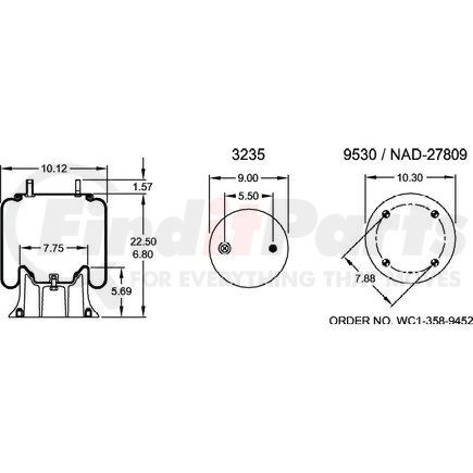 W013589342 by FIRESTONE - Airide Air Spring Reversible Sleeve 1T15M-9