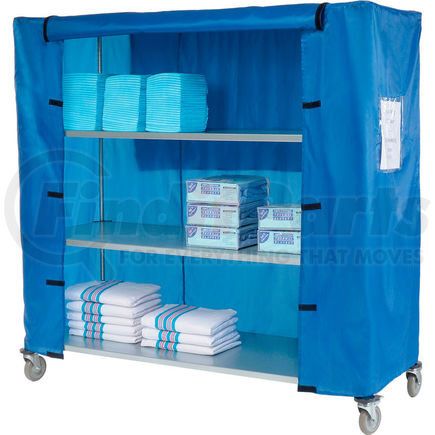 436936 by GLOBAL INDUSTRIAL - Nexel&#174; Galvanized Steel Linen Cart with Nylon Cover, 4 Shelves, 72"L x 24"W x 69"H