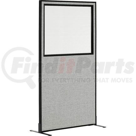 695787FWGY by GLOBAL INDUSTRIAL - Interion&#174; Freestanding Office Partition Panel with Partial Window, 24-1/4"W x 96"H, Gray