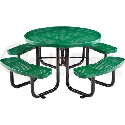 262078GN by GLOBAL INDUSTRIAL - Global Industrial&#153; 46" Round Outdoor Steel Picnic Table, Perforated Metal, Green