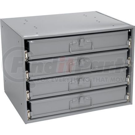 493500 by GLOBAL INDUSTRIAL - Durham Steel Compartment Box Rack Heavy Duty Bearing 20 x 15-3/4 x 15 with 4 of 24-Compartment Boxes