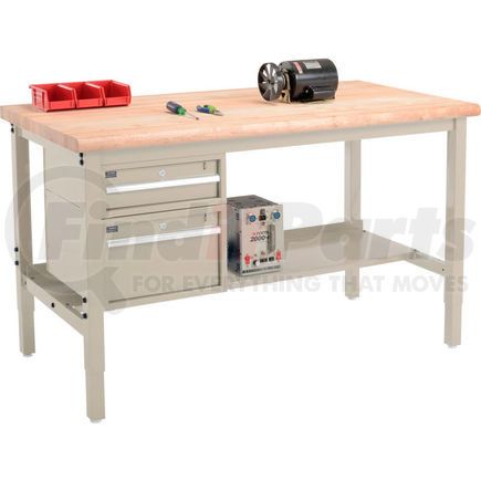 319230TN by GLOBAL INDUSTRIAL - Global Industrial&#153; 60"W x 30"D Production Workbench - Maple Safety Edge - Drawers & Shelf - Tan