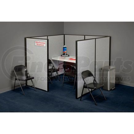 236619GY-TC by GLOBAL INDUSTRIAL - Interion&#174; Wellness Station with Folding Table and Chairs - 6' x 6' x 60"H