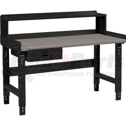 183154BBK by GLOBAL INDUSTRIAL - Global Industrial&#153; 72 x 30 Adj Height Workbench w/Drawer&Riser, Black- Steel Square Edge Top