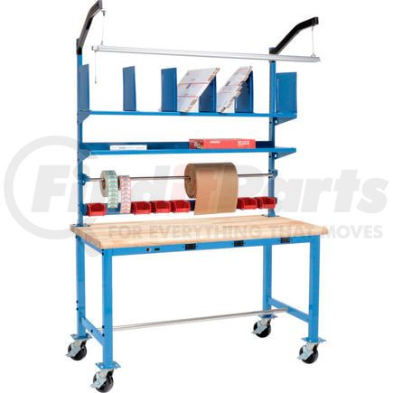 412459AB by GLOBAL INDUSTRIAL - Mobile Electric Packing Workbench Maple Butcher Block Safety Edge - 72 x 36 with Riser Kit