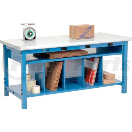 412466B by GLOBAL INDUSTRIAL - Electric Packing Workbench Plastic Safety Edge - 60 x 36 with Lower Shelf Kit