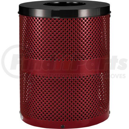 261925RD by GLOBAL INDUSTRIAL - Global Industrial&#153; Outdoor Perforated Steel Trash Can With Flat Lid, 36 Gallon, Red