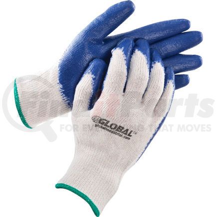 708355M by GLOBAL INDUSTRIAL - Global Industrial&#8482; Latex Coated String Knit Work Gloves, Natural/Blue, Medium, 1-Dozen