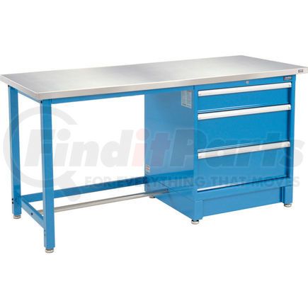 711142 by GLOBAL INDUSTRIAL - Global Industrial&#153; 72"Wx30"D Modular Workbench with 3 Drawers, Stainless Steel Square Edge, BL