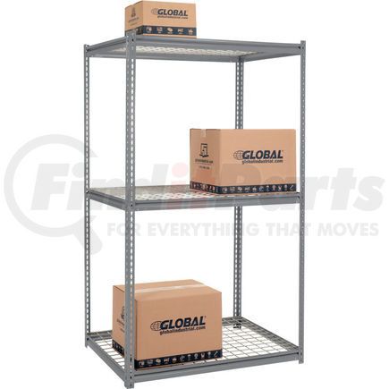 580950GY by GLOBAL INDUSTRIAL - Global Industrial&#153; High Cap. Starter Rack 48Wx24Dx96:H 3 Levels Wire Deck 1500lb Per Shelf GRY