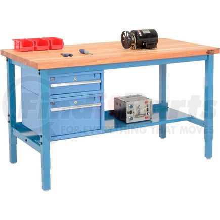 319247BL by GLOBAL INDUSTRIAL - Global Industrial&#153; 72 x 30 Production Workbench - Maple Square Edge - Drawers & Shelf - Blue