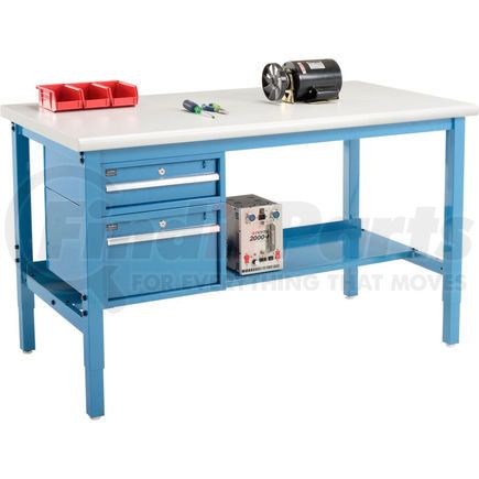 319252BL by GLOBAL INDUSTRIAL - Global Industrial&#153; 72 x 30 Production Workbench - Laminate Safety Edge - Drawers & Shelf - Blue