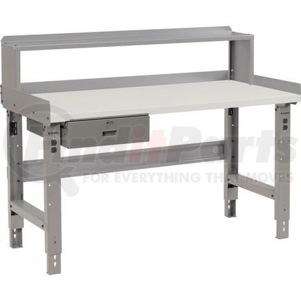 318726 by GLOBAL INDUSTRIAL - Global Industrial&#153; 72 x 36 Adj Height Workbench w/Drawer & Riser, Laminate Square Top - Gray