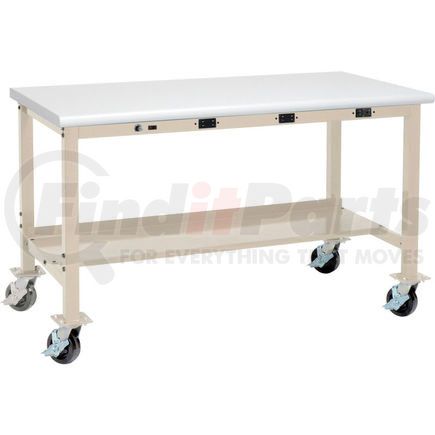 249414TN by GLOBAL INDUSTRIAL - Global Industrial&#153; 60 x 30 Mobile Lab Workbench - Power Apron - Laminate Safety Edge - Tan