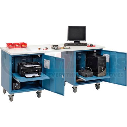 318652BL by GLOBAL INDUSTRIAL - Global Industrial&#153; 72 x 30 ESD Square Edge Mobile Pedestal Workbench Blue