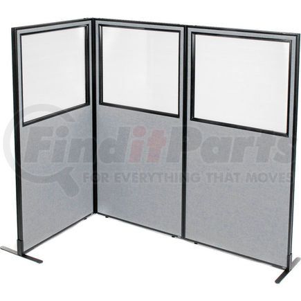 695045GY by GLOBAL INDUSTRIAL - Interion&#174; Freestanding 3-Panel Corner Room Divider w/Partial Window 36-1/4"W x 72"H Panels Gray