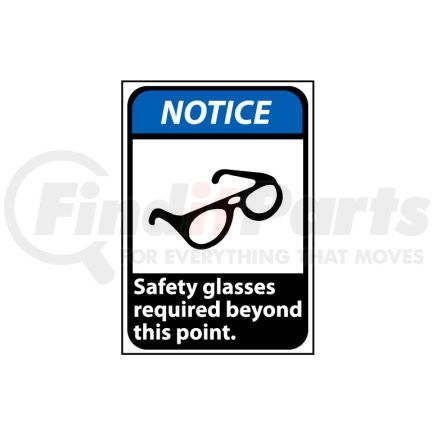 NGA22PB by NATIONAL MARKER COMPANY - Notice Sign 14x10 Vinyl - Safety Glasses Required Beyond This Point