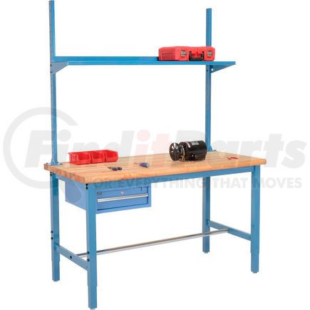 318986BL by GLOBAL INDUSTRIAL - Global Industrial&#153; 72x36 Production Workbench Maple Safety Edge - Drawer, Upright & Shelf BL