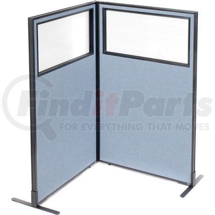 695022BL by GLOBAL INDUSTRIAL - Interion&#174; Freestanding 2-Panel Corner Room Divider w/Partial Window 36-1/4"W x 60"H Panels Blue