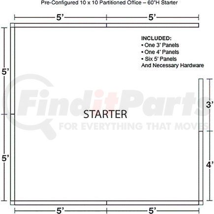 236629BL by GLOBAL INDUSTRIAL - Interion&#174; Pre-Configured Office Cubicle - 10'W x 10'D x 60"H - Starter Kit - Blue