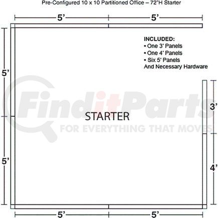 236630BL by GLOBAL INDUSTRIAL - Interion&#174; Pre-Configured Office Cubicle - 10'W x 10'D x 72"H - Starter Kit - Blue