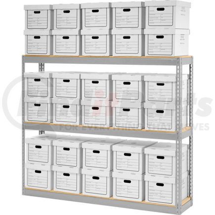 130100 by GLOBAL INDUSTRIAL - Global Industrial&#8482; Record Storage Open With Boxes 72"W x 15"D x 60"H - Gray