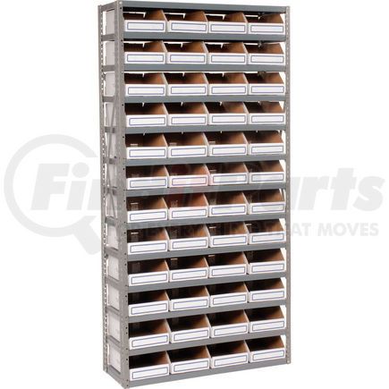 235009 by GLOBAL INDUSTRIAL - Global Industrial&#153; Steel Open Shelving with 48 Corrugated Shelf Bins 13 Shelves - 36x12x73