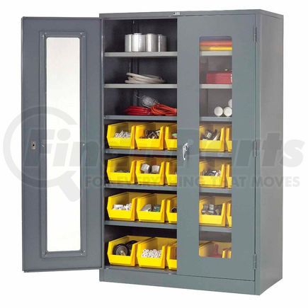 239387 by GLOBAL INDUSTRIAL - Global Industrial&#153; Locking Storage Cabinet Clear Door 48x24x78, 20 YL Bin, 6 Shelf Assembled