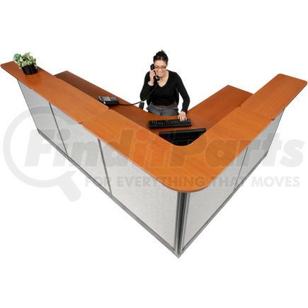 249011NCG by GLOBAL INDUSTRIAL - Interion&#174; L-Shaped Reception Station w/Raceway 116"W x 80"D x 46"H Cherry Counter Gray Panel