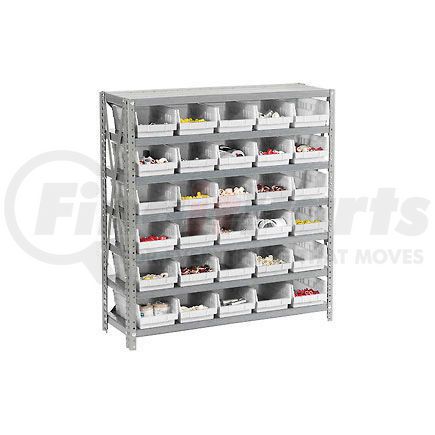 603435WH by GLOBAL INDUSTRIAL - Global Industrial&#153; Steel Shelving with 30 4"H Plastic Shelf Bins Ivory - 36x18x39-7 Shelves