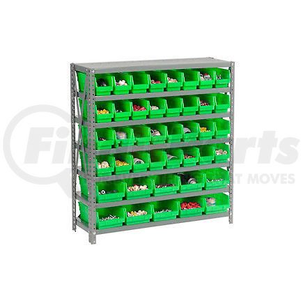 603437GN by GLOBAL INDUSTRIAL - Global Industrial&#153; Steel Shelving - Total 42 4"H Plastic Shelf Bins Green, 36x18x39-7 Shelves