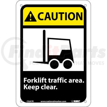 CGA7R by NATIONAL MARKER COMPANY - Graphic Signs - Caution Forklift Traffic Area - Plastic 7"W X 10"H