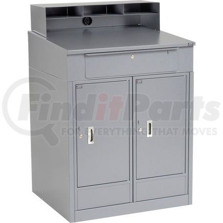 237406 by GLOBAL INDUSTRIAL - Global Industrial&#153; Cabinet Shop Desk - 2 Cabinets & Pigeonhole Riser 34-1/2 x 30 x 51-1/2- Gray