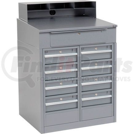 237405 by GLOBAL INDUSTRIAL - Global Industrial&#153; Cabinet Shop Desk - 9 Drawers & Pigeonhole Riser 34-1/2 x 30 x 51-1/2 - Gray