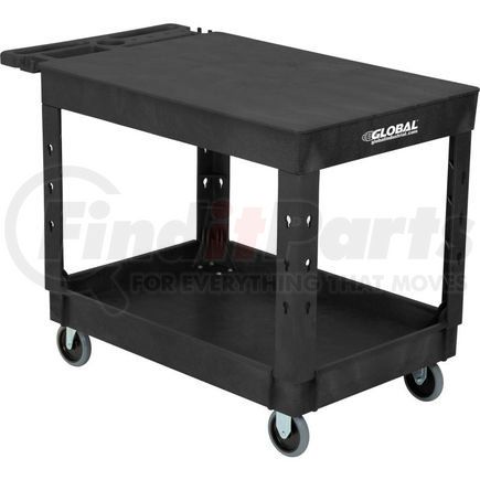 800335 by GLOBAL INDUSTRIAL - Global Industrial&#153; Flat Top Plastic Utility Cart, 2 Shelf, 44"Lx25-1/2"W, 5" Casters, Black