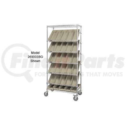 269002BG by GLOBAL INDUSTRIAL - Global Industrial&#153; Easy Access Slant Shelf Chrome Wire Cart 48 4"H Shelf Bins Ivory 36Lx18Wx74H