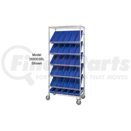 269004BL by GLOBAL INDUSTRIAL - Global Industrial&#153; Easy Access Slant Shelf Chrome Wire Cart, 24 4"H Shelf Bins BL, 36Lx18Wx74H